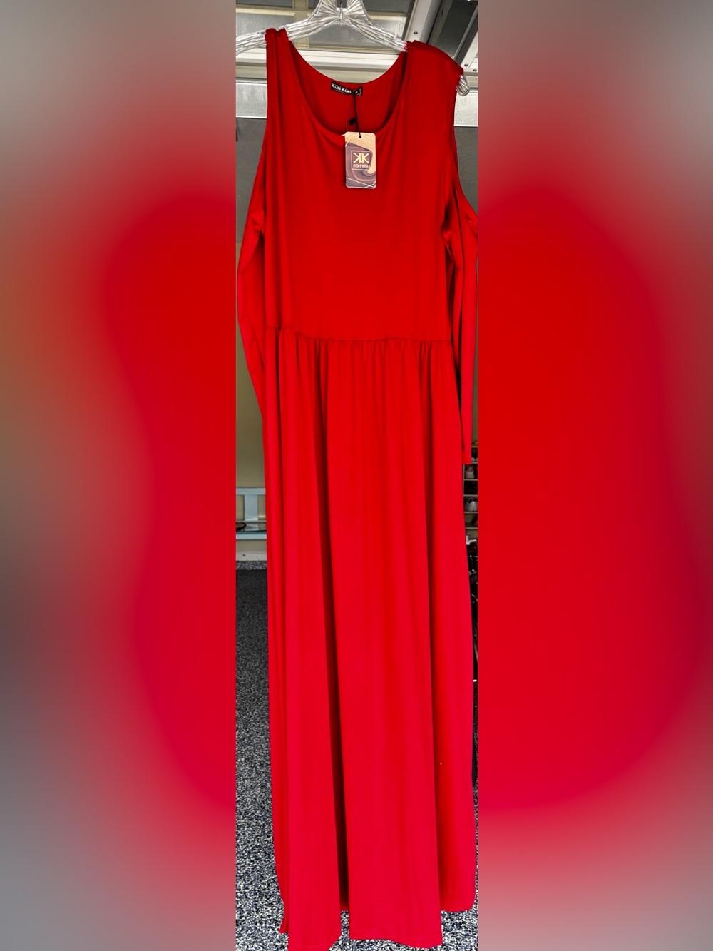 KOH KOH Red Cold-Shoulder Maxi Skirt XL NWT